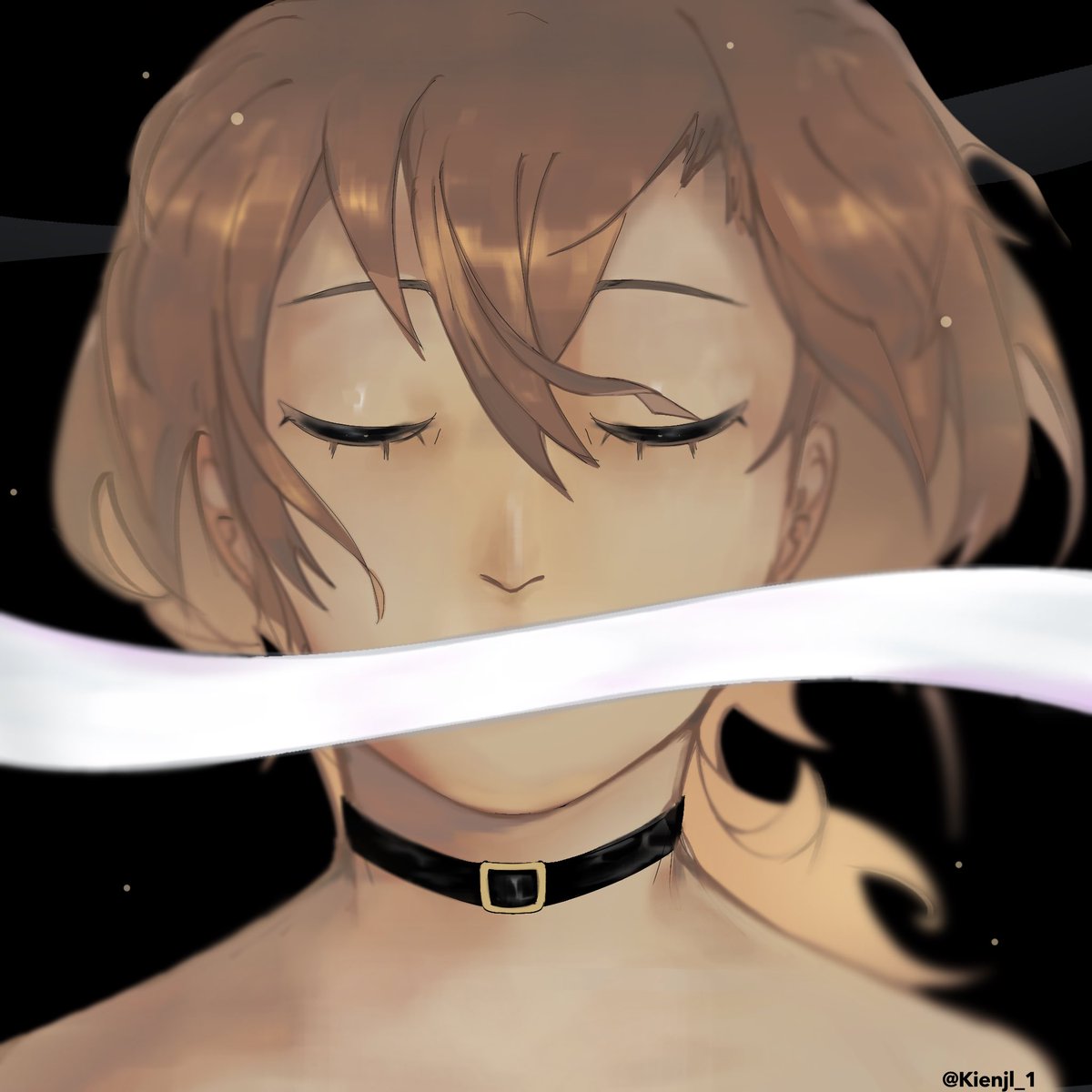 Fanart de Chuuya pq tenfo hambre #BSD #chuuyanakahara eeeee la wea esa es una venda de Dazai no se ok no lo piensen