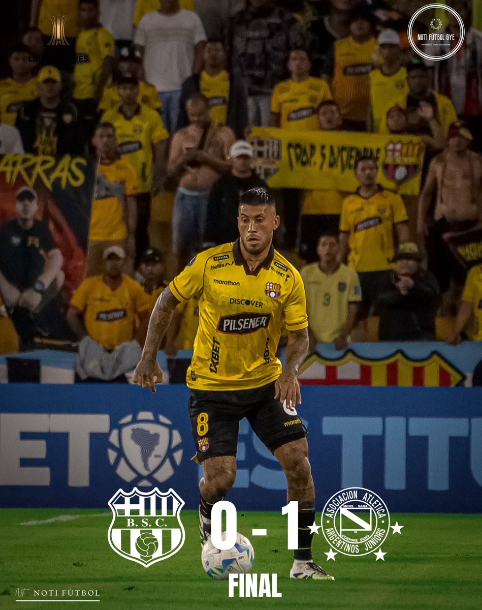 FINAL: Barcelona SC 0–1 Argentinos Juniors

Derrota para el “Ídolo” 🟡⚫️ en el partido de ida, un resultado que complica la serie.
Todo se definirá la próxima semana en Buenos Aires.

#CONMEBOLLibertadores