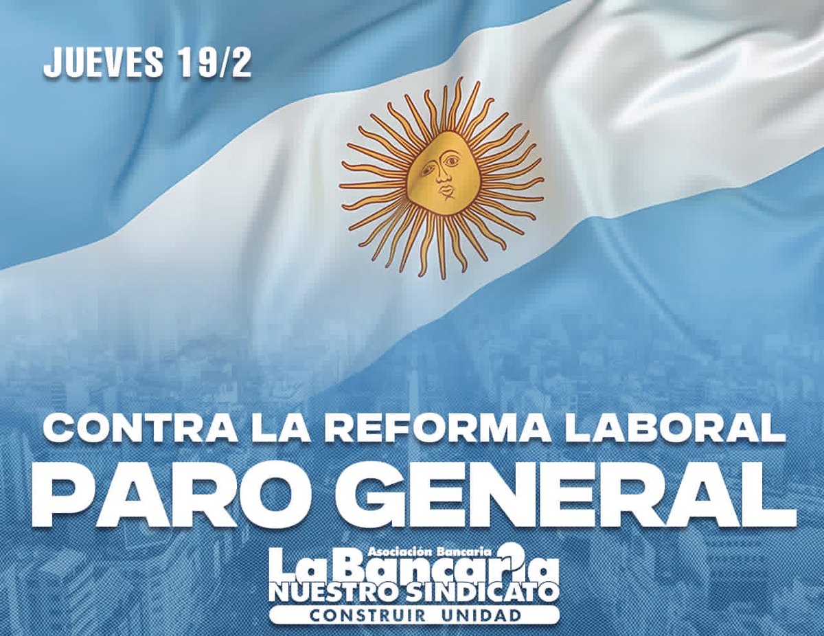 SergioOPalazzo's tweet photo. Las bancarias y los bancarios de todo el país mañana paramos.

#NoALaReformaLaboral https://t.co/Uqy30oJCb9