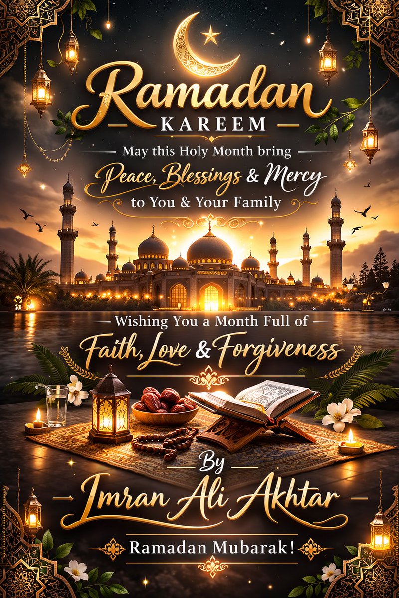 ImranAliAkhtar1's tweet photo. Ramadan mübarek everyone 😇 #imranaliakhtar #Ramadan2026 https://t.co/74ZxPRN10n