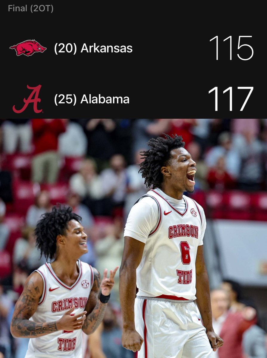 THE CRIMSON TIDE HANG ON AND WIN A DOUBLE OT SHOOTOUT

GAME OF THE YEAR?