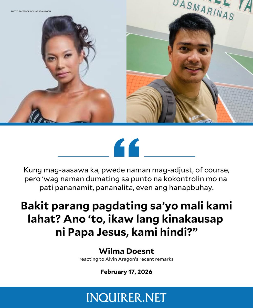 ‘IKAW LANG KINAKAUSAP NI PAPA JESUS?’

Actress and model Wilma Doesnt voices her thoughts on the recent remarks of Alvin Aragon on how it was God who told Izzy Trazona to leave SexBomb Girls, and her decision for supposedly not accepting her trans child was in adherence to the