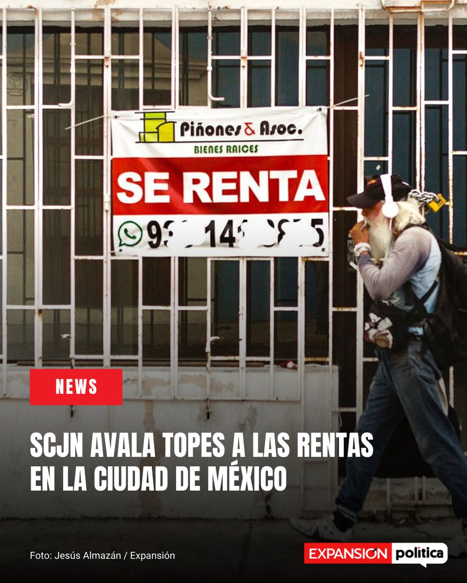 ExpansionMx's tweet photo. La Suprema Corte de Justicia de la Nación decidió poner un límite a los aumentos de renta en la CDMX: a partir de ahora, los caseros no podrán subirla más que la inflación del año anterior.

En la práctica, si pagas 5,000 pesos de renta, en 2026 solo podrían aumentarte alrededor de 185 pesos, considerando que la inflación de 2025 fue de 3.69%. La Corte avaló esta regla del Código Civil capitalino, aunque fue impugnada por Urbanhub México, que argumentó que afectaba la libertad para fijar precios.

Para la Corte, el objetivo es evitar subidas desproporcionadas que expulsen a las personas de sus colonias y hacer más accesible la vivienda en renta. El ministro presidente Hugo Aguilar señaló que el derecho a una vivienda digna no puede depender solo del mercado, sobre todo en ciudades con alta presión inmobiliaria. 

El máximo tribunal dejó pendiente decidir si el gobierno podrá crear un registro digital de rentas, ya que el ministro Arístides Guerrero advirtió posibles riesgos para los datos personales.

#ExpansiónPolítica