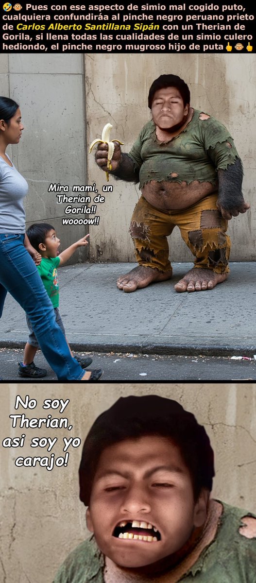 VivaNecroFever's tweet photo. Si obvio al ver al pinche NGR Carlos Alberto Santillana Sipán lolcow de NECROTEMANTE y nikumugiwara56 OzkarDJz™ Oscar Jiménez/ cualquiera pensaría que es un #therian de Gorila por su aspecto de mandril mal c0g!d0🤣NGR y con brazos y patas de gorila, pero gorila MRK todo culero🐒 https://t.co/Dxbypkbl8f
