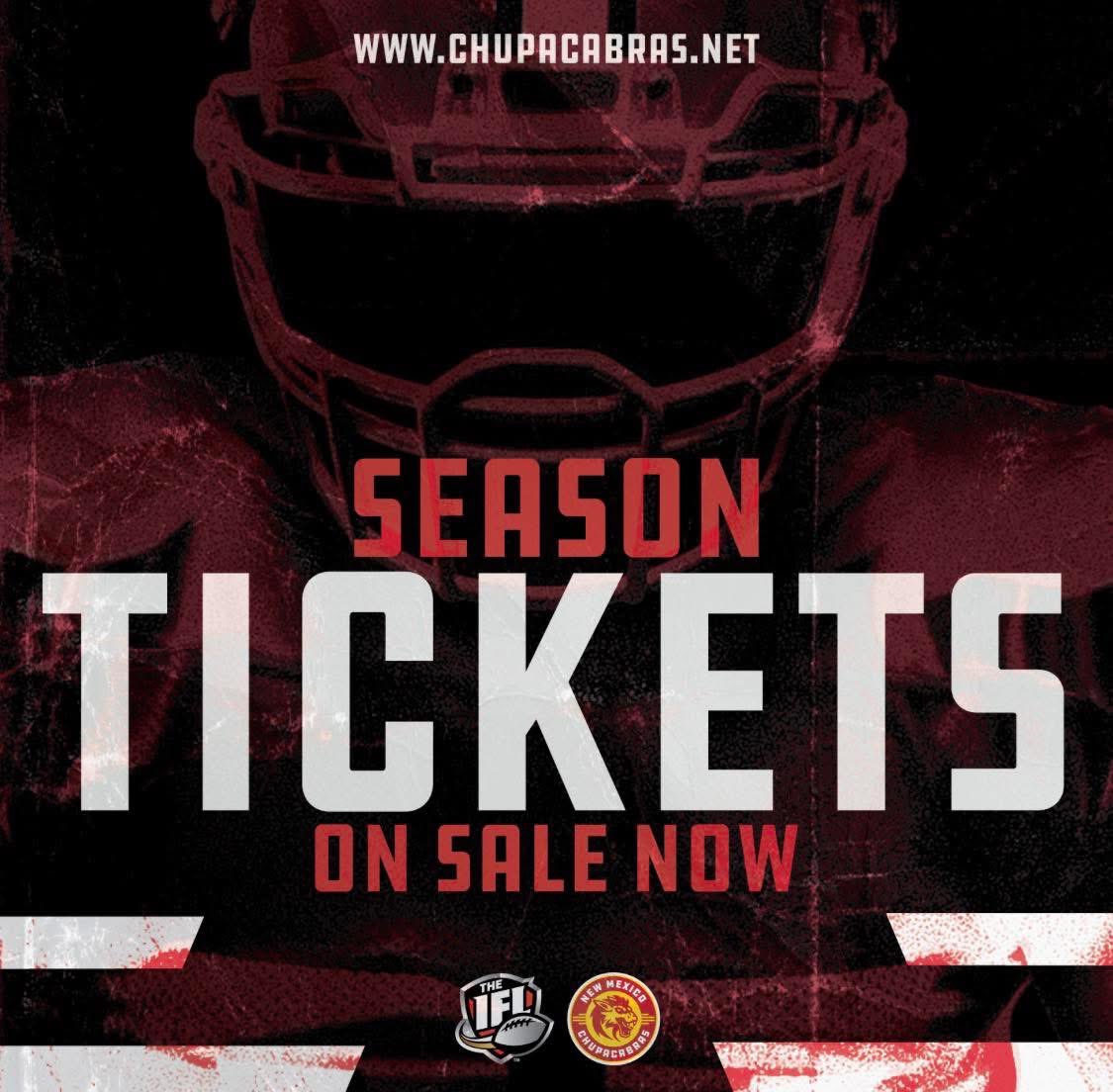 Single game tickets going on sale soon…don’t miss out on getting the same seats for every home game.  HUGE MILITARY DISCOUNTS 

Chupacabras.net/seasontickets 

<a href="/USArmy/">U.S. Army</a> <a href="/USNavy/">U.S. Navy</a> <a href="/usairforce/">U.S. Air Force</a> <a href="/USMC/">U.S. Marines</a> <a href="/USCG/">U.S. Coast Guard</a> <a href="/USSpaceForce/">United States Space Force</a>