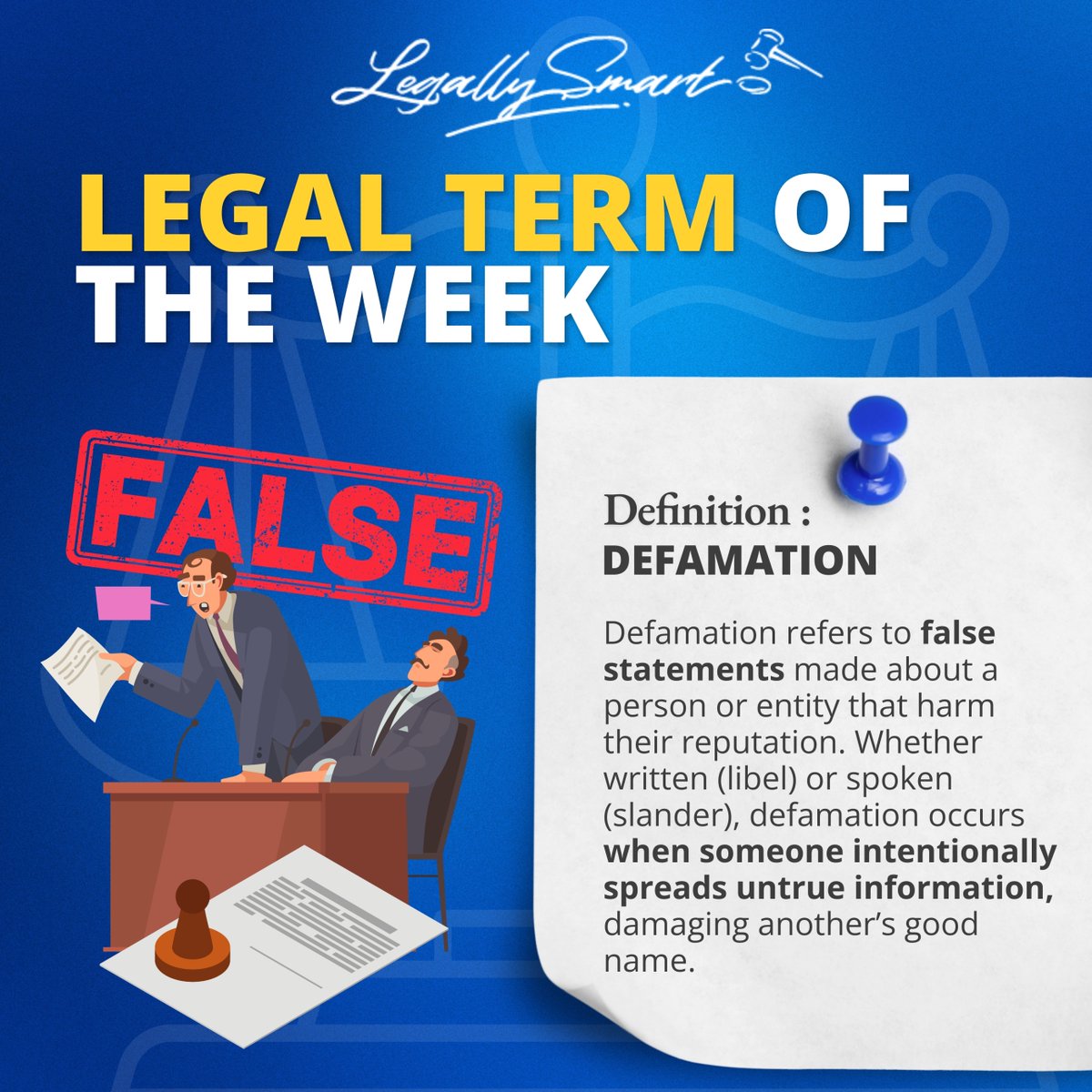 legallysmartsg's tweet image. #LegalTermOfTheWeek #Defamation #ProtectYourReputation
#Slander #Libel #PersonalInjuryLaw
#FreedomOfSpeech #LegalRights #TruthMatters