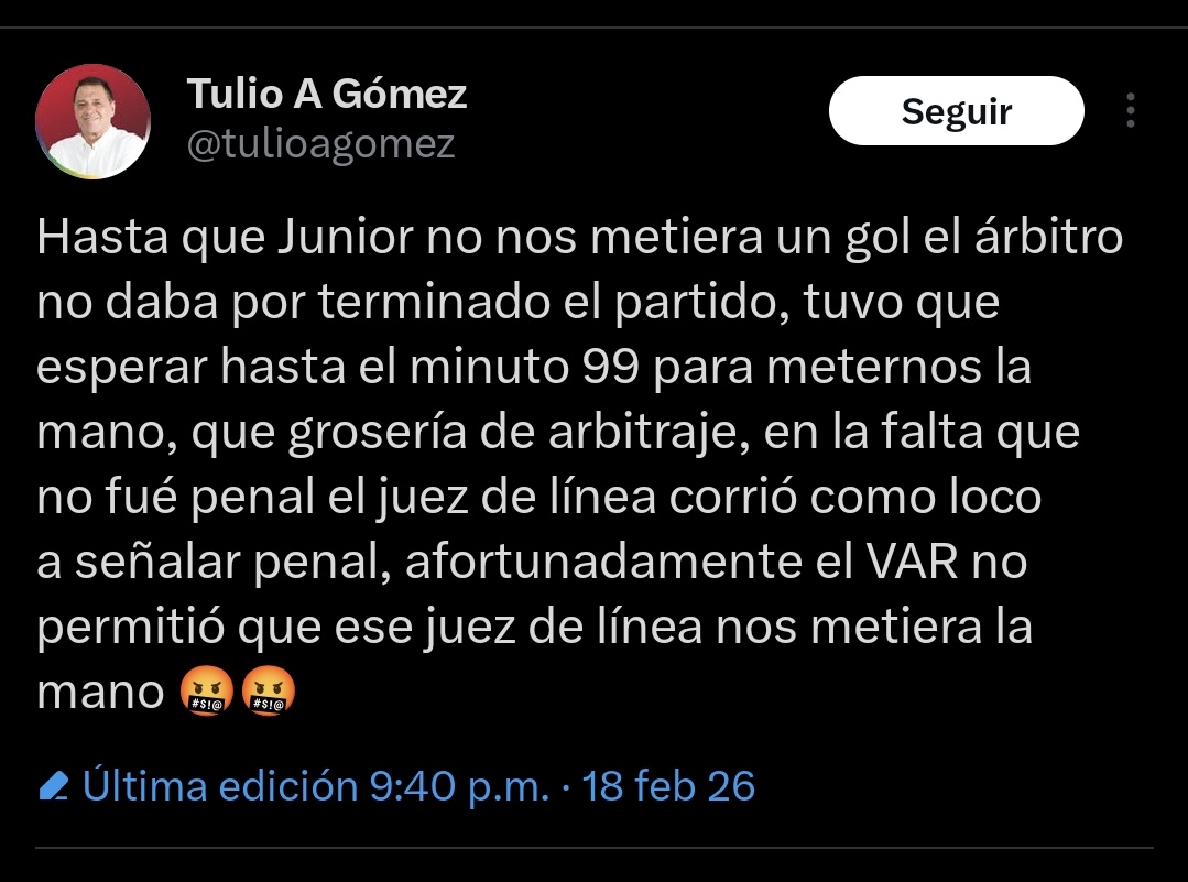 Se molestó Tulio Gómez tras el triunfo de Junior😅