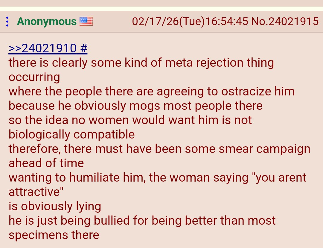 oct7holocostlol's tweet image. 4chan
/Advice/ Board

4chan User LOOKSMAXXING
"Gets Re-Jected by Every Girl he sees at McDonalds"

#Dating 
#Stuckup 
#Women