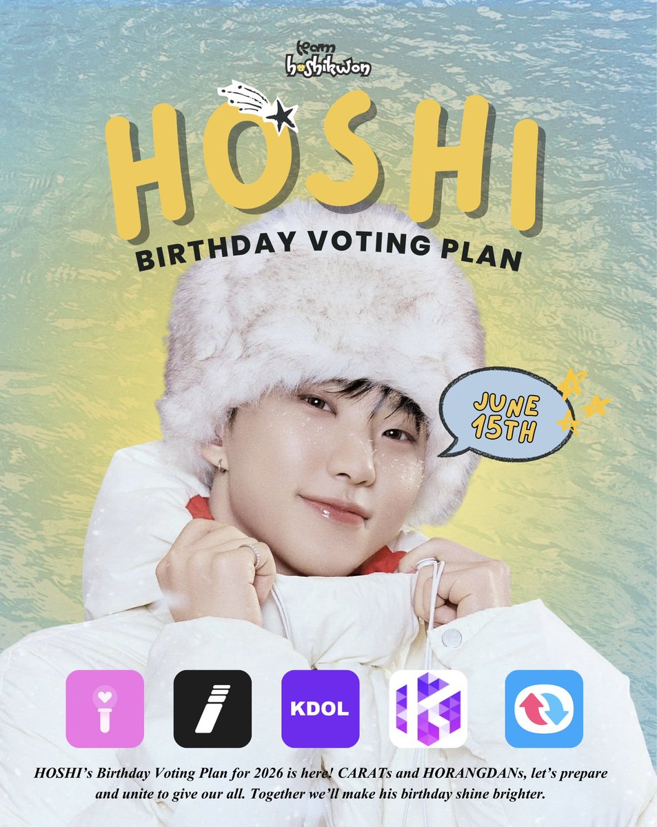 [🎂 2026 HOSHI BIRTHDAY VOTING PLAN]

Calling all CARATs and HORANGDANs! 🐯

We’re excited to share the 2026 Birthday Voting Plan for HoshiI! Let’s work together to make it a success and create an unforgettable celebration. Please start collecting now! 🙏🏻

#호시 #HOSHI <a href="/pledis_17/">세븐틴(SEVENTEEN)</a>