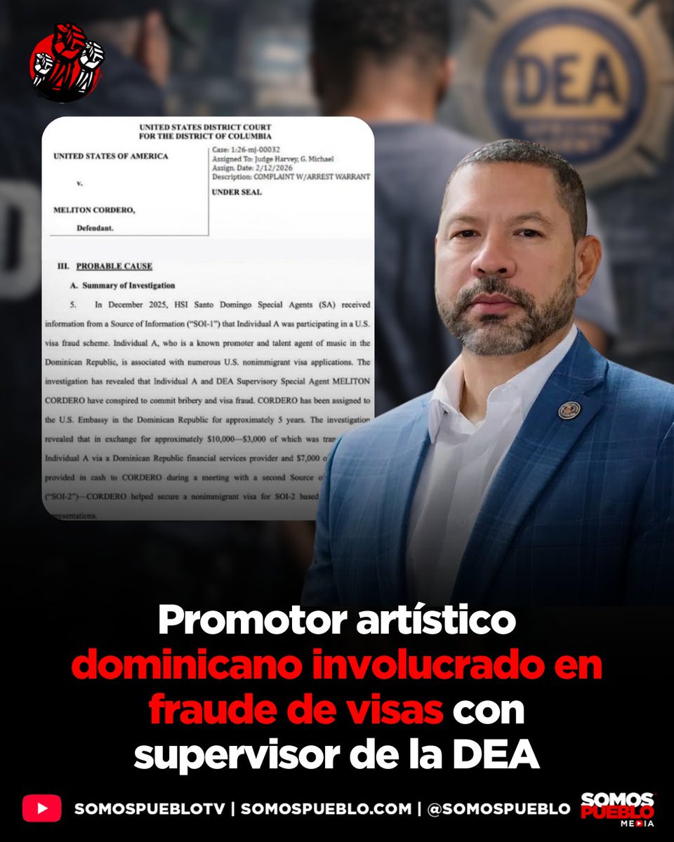 Un promotor artístico dominicano, identificado en expedientes judiciales como Individuo A, ha sido señalado como la figura central de un presunto esquema de fraude de visas y pago de sobornos. La investigación, basada en documentos federales desclasificados en Washington D. C.,
