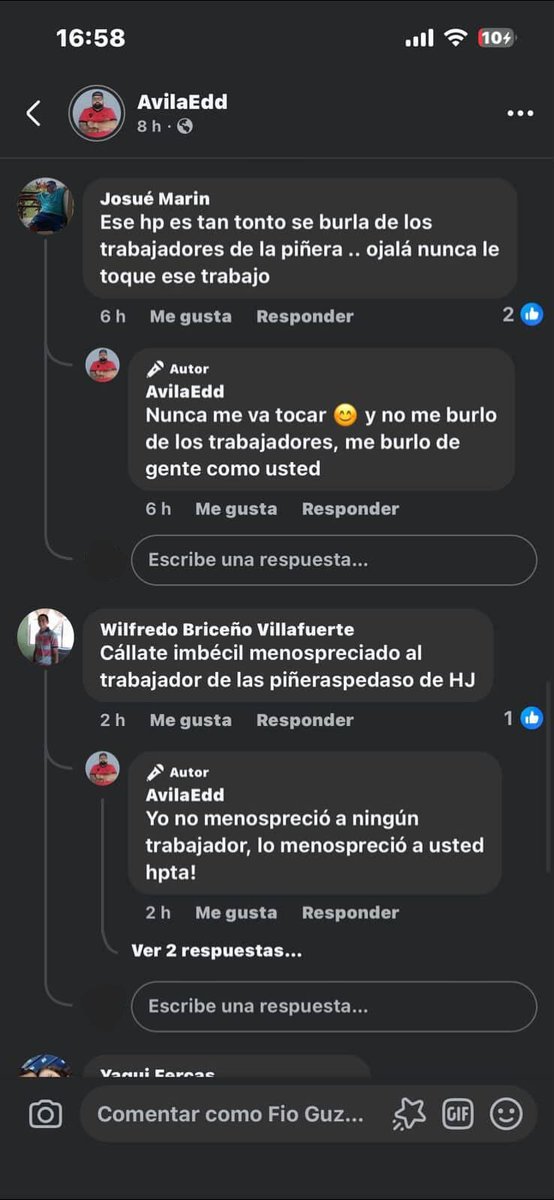 Que clase de imbecil es este mae y no es que sea muy inteligente para contestar a los seguidores 😬