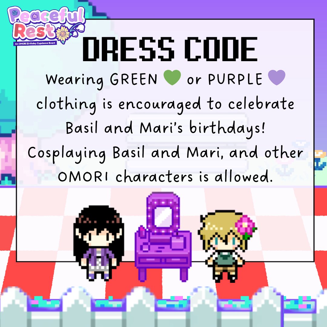 omoriphcse's tweet photo. It's highly encouraged to wear GREEN 💚 or PURPLE 💜 for the event to celebrate Basil and Mari’s birthdays! Cosplaying is allowed.

You may also display merch during the event.
—
🗓️ February 21, 2026 (1-4PM)
📍 Seoul Dessert Cafe, Gaisano Country Mall, Banilad, Cebu

#omoriphcse https://t.co/yWHfYVR4BK