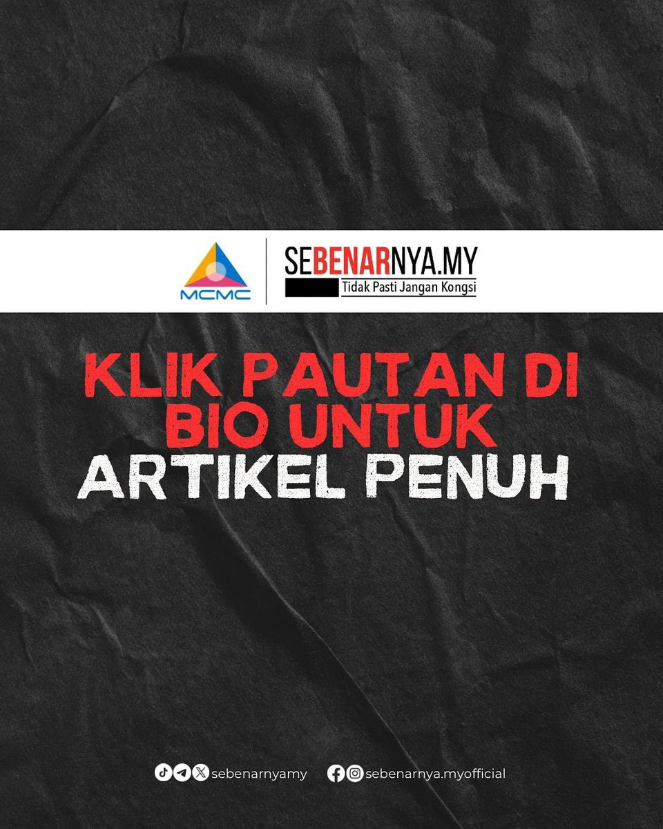 sebenarnyaMY's tweet photo. Permohonan Bantuan Laptop Percuma seperti yang Tular di Media sosial Adalah Tidak Benar

#sebenarnyamy #tidakpastijangankongsi #aifachatbot https://t.co/ctjycUq8rZ