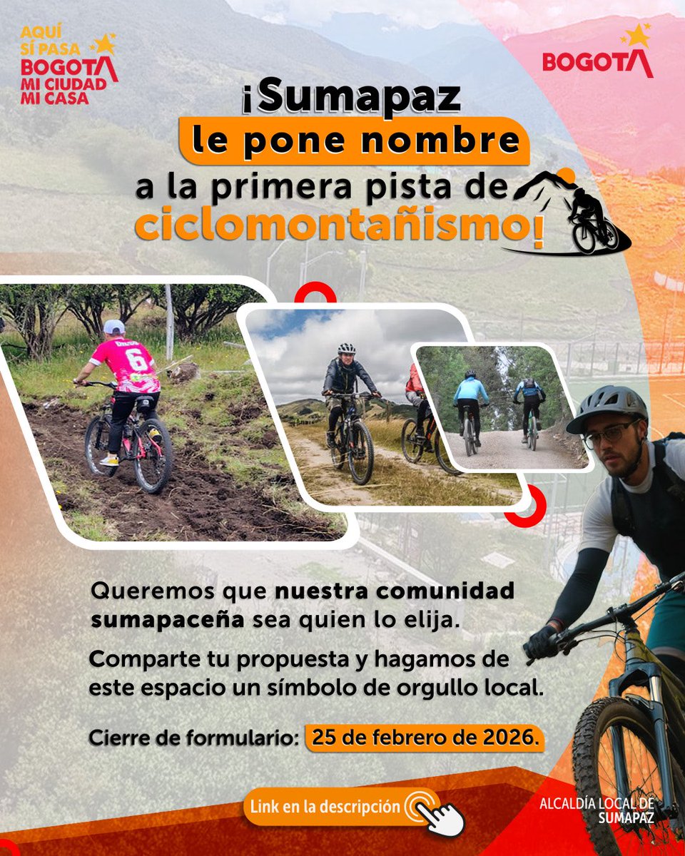 ¿Te imaginas que la pista de ciclomontañismo ubicada en el páramo más grande del mundo lleve el nombre que tú elijas? 🌿🚵‍♂️
Postula tu propuesta y sé parte de esta historia en el siguiente enlace: forms.gle/zUmZGgHX7i7mdZ… hasta el: 25 de febrero de 2026
#AquíSiPasa