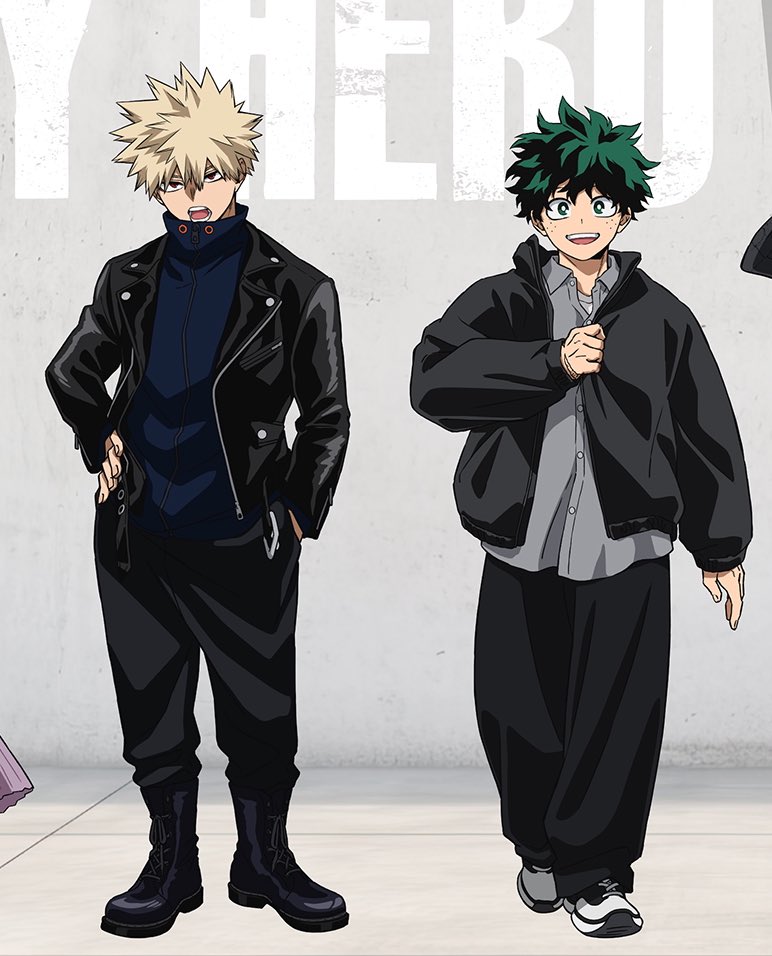 not entirely sure what katsuki is wearing but i appreciate the size diff and izuku in huge oversized clothes to make his tiny self bigger. thank u bones