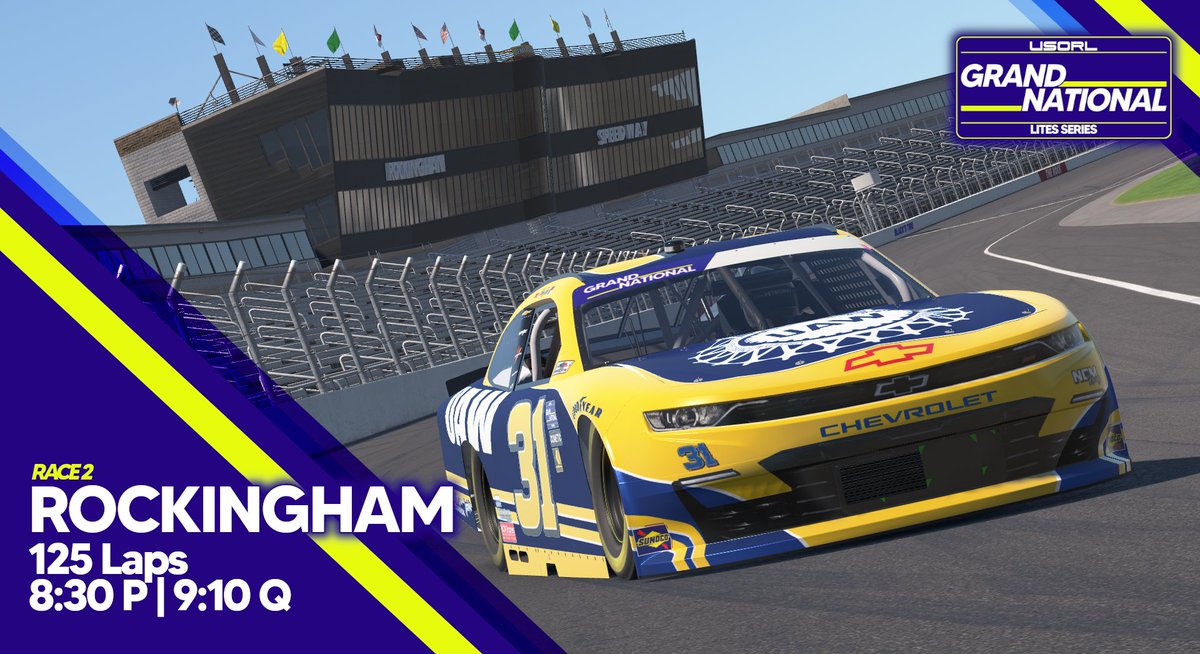 USORL_iRacing's tweet photo. Grand National is back on track with a short trip to The Rock for 125 laps! https://t.co/QRE8pEZeUA