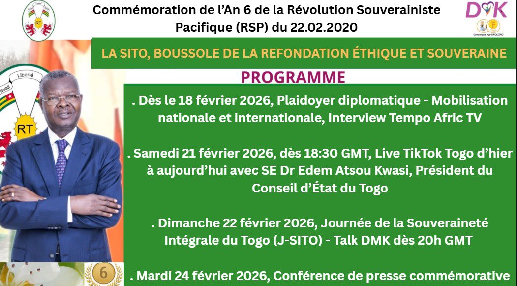 #FreeTogo #SITO Le Gouvernement légitime du Togo en exil souhaite un Lumineux carême à tous les croyants, et invite le Peuple togolais à résolument défendre la Souveraineté Intégrale du Togo (SITO) 6 ans après le choix de rupture avec la postcolonie du 22.02.2020. <a href="/FEGnassingbe/">Faure Essozimna GNASSINGBÉ</a>