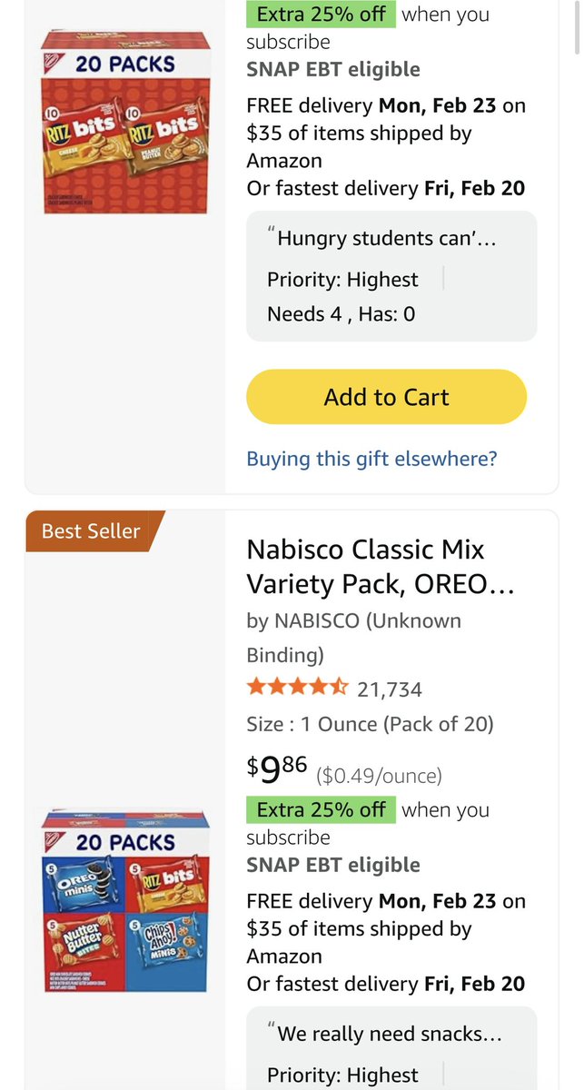 I’ve gotten several new students over the past two weeks with another one coming any day. Hungry junior high kids can’t focus on learning. A snack makes a huge difference. Please help &amp; RP. amazon.com/hz/wishlist/ls… #clearthelist
