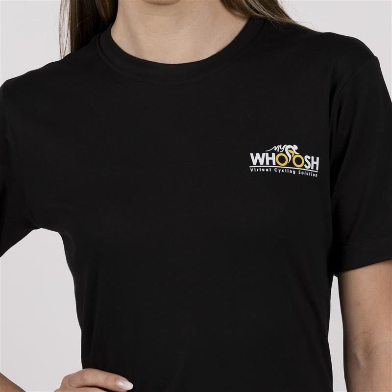 昨天打牌时轮到的一个对手，穿着的T恤上印着whoosh和一个卡通cycling骑手的图案，我就想知道这单词是什么意思。
他就直接用拟声方式读了出来。
在我听来就是一阵强风吹过。

放到翻译软件，翻译为“嗖！”带着感叹号的。