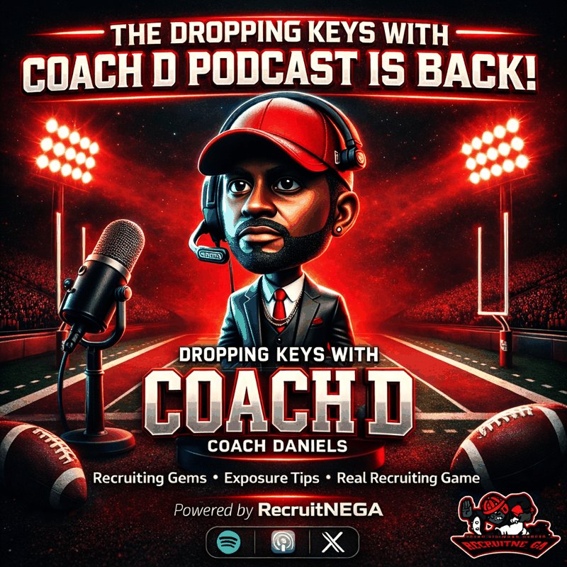 CoachDaniels06's tweet photo. Next week Episode 10
The Dropping Keys With Coach D Podcast is BACK.
If you want to get recruited, you need this game.
🎙️ Exposure
🎙️ Recruiting Gems
🎙️ Real Insight
Powered by @RecruitNEGA
#Recruiting #FootballRecruiting #CoachD #RecruitNEGA https://t.co/bvTJKI3aJT