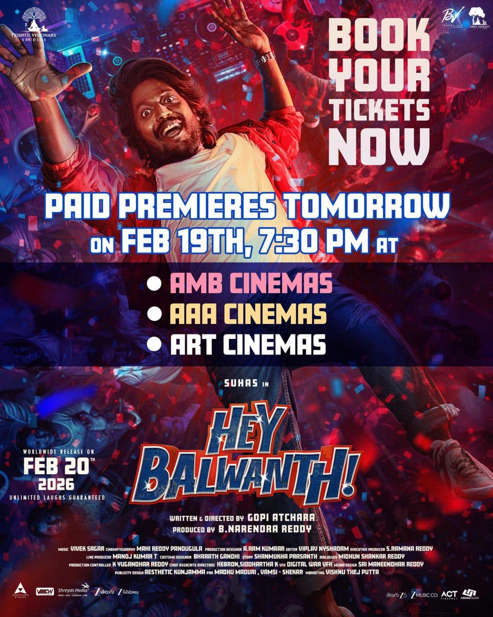 #HeyBalwanth Censor Certificate 
Certificated : "A"
Duration : 134 Mins 2 Sec.
Bookings open soon! ⏳