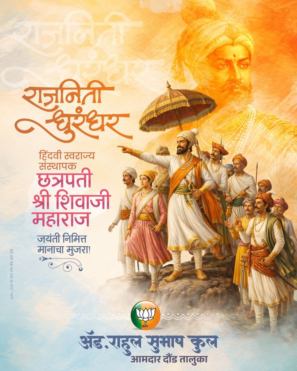 हिंदवी साम्राज्याचे संस्थापक, अद्वितीय योद्धा,महाराष्ट्राचे आराध्य दैवत युगपुरुष, छत्रपती शिवाजी महाराज यांना शिवजयंती निमित्त मानाचा मुजरा !
सर्व शिवप्रेमींना शिवजयंती निमित हार्दिक शुभेच्छा !
