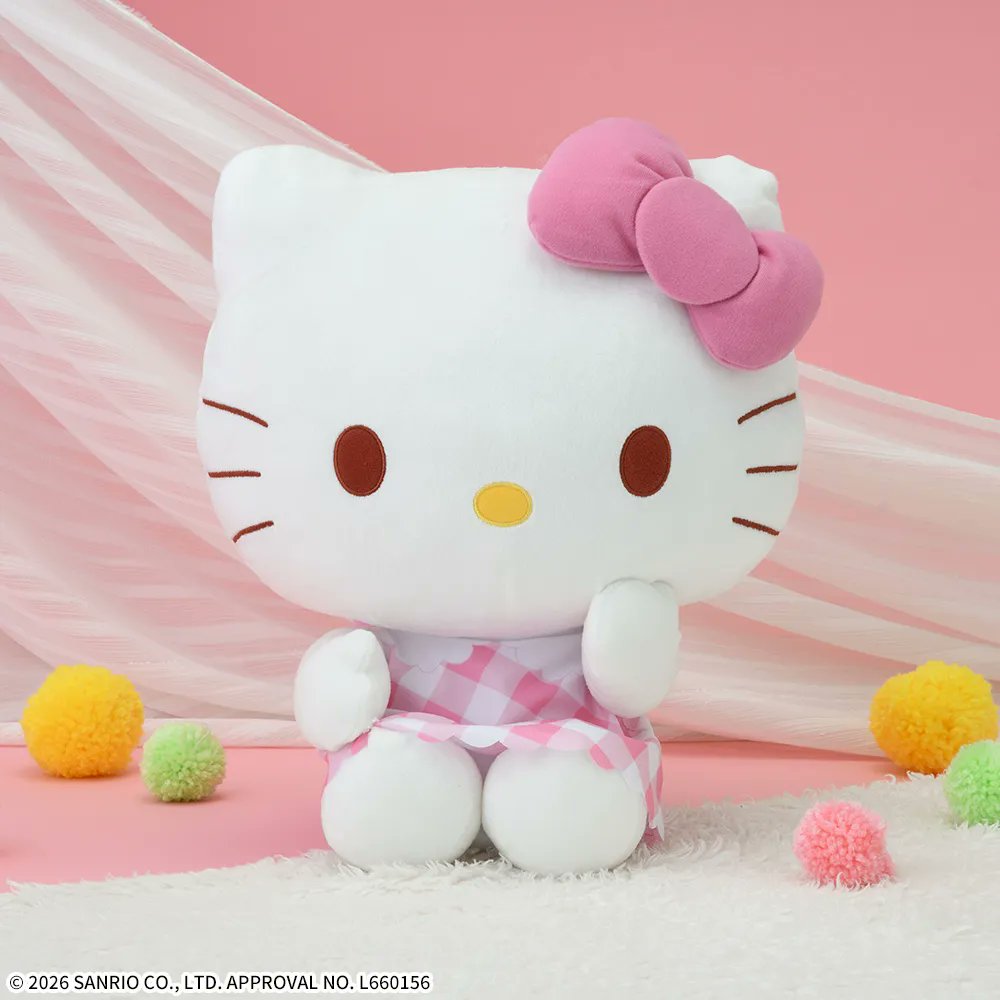 ⚠️まもなく入荷⏰📣／ 『ハローキティLLぬいぐるみピンクチェックVer