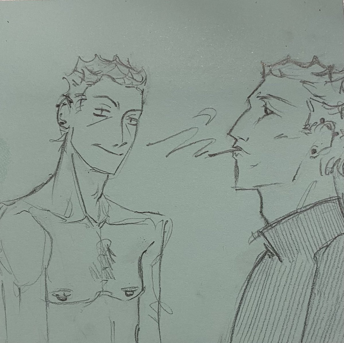 More sketches #palegun and punk protag 
so 2 picture from fanfic “creep you”
#Ninah