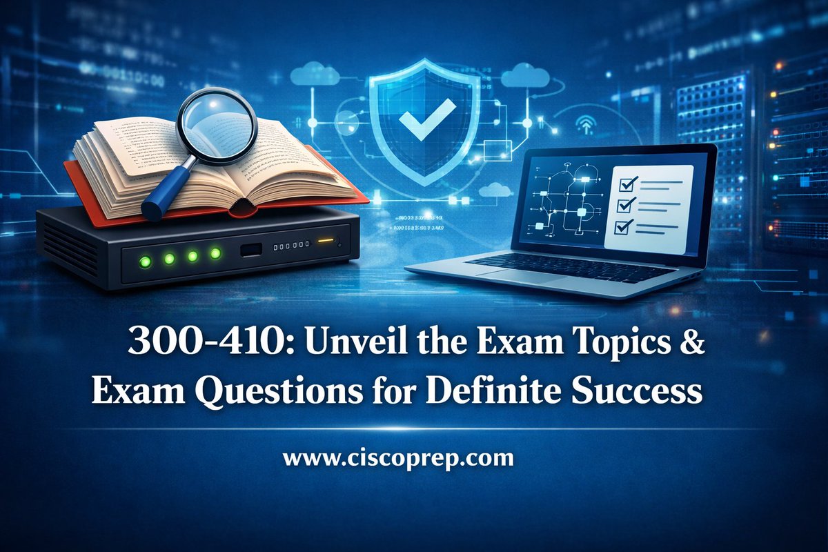 CiscoPrepHub's tweet photo. 300-410: Unveil the Exam Topics &amp; Exam Questions for Definite Success

Mastering Implementing Cisco Enterprise Advanced Routing and Services requires deep knowledge.

https://t.co/6xI5CmDtUk

#Cisco #CCNPEnterprise #EnterpriseNetworking https://t.co/UjPV3LtTNn