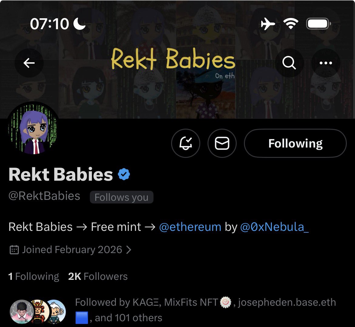 Just a few days ago I was shilling @RektBabies at less than 50