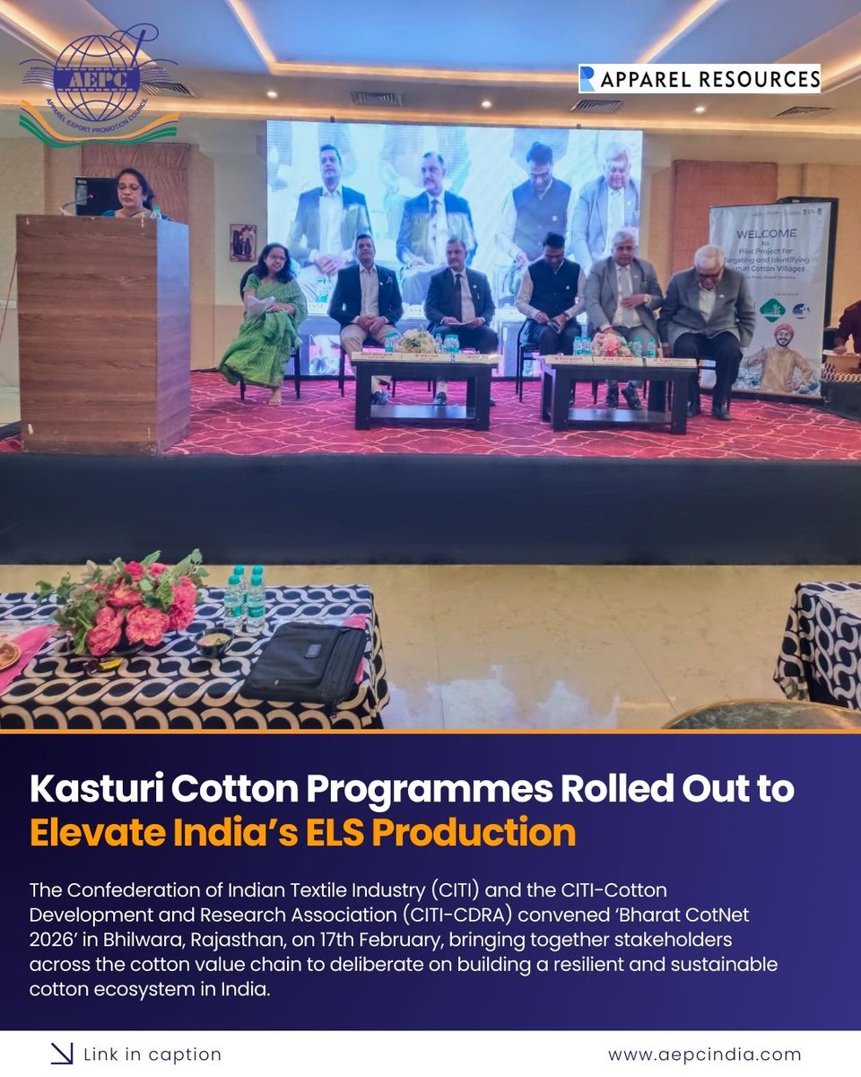 aepcindia's tweet photo. The conference was organised in partnership with TEXPROCIL and Kasturi Cotton, with support from the Union Ministry of Textiles, the Government of Rajasthan and the Cotton Corporation of India.   

READ FULL STORY :  https://t.co/PktPDsZJdN   

#apparelexport #textilesexport #textilenews #apparelnews

@girirajsinghbjp @FieoHq @CMAI_Official @HEPC_India @epchindia @TPCI_ @TexMinIndia @PiyushGoyal @DoC_GoI @MithileshwarT  @AMHSSCIndia @JitinPrasada