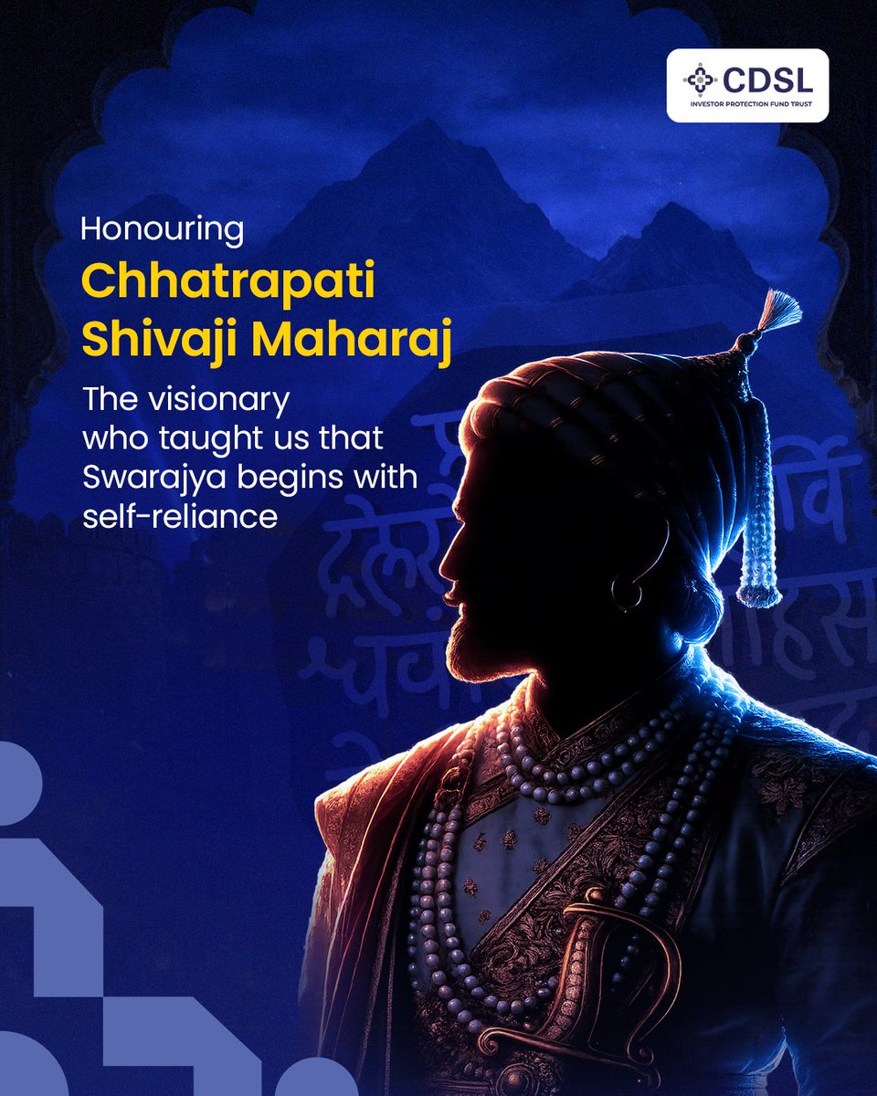 Every battle won with strategy. Every decision backed by sharp analysis. Every victory rooted in self-reliance.

That's how Swarajya was built.

Celebrating the warrior king’s legacy this Shivaji Jayanti.

#CDSLIPF #CDSLIndia #ShivajiJayanti #ChhatrapatiShivajiMaharaj