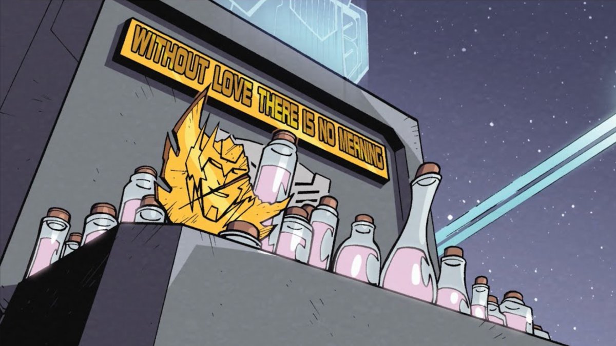 havisaltmode's tweet photo. megatron's rodimus star being placed at ratchet's grave under the plaque that reads "without love there is no meaning" 

the star that never left megs' possession for 819 years,, his link to his best life https://t.co/QG6oF70m8z