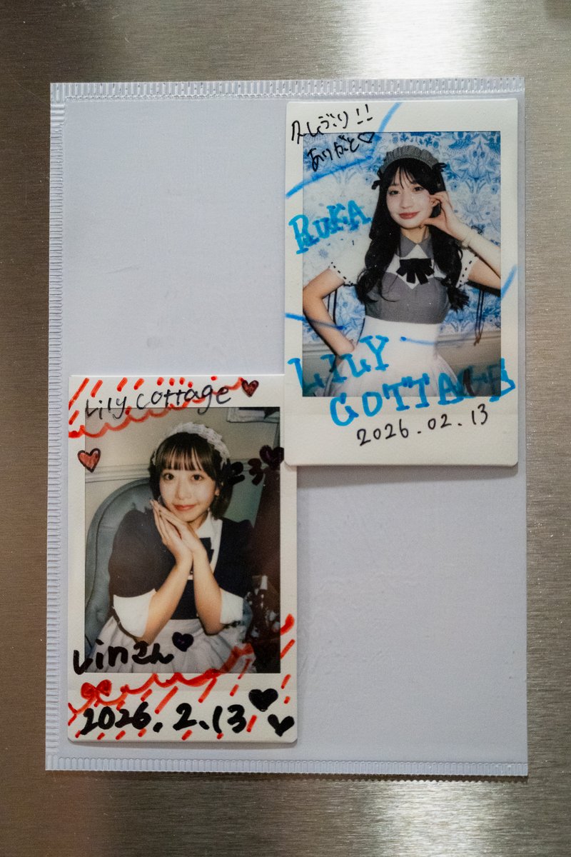 Lin_4151's tweet photo. 冷蔵庫に張り付けた写真を更新しました！
またいつかお会いしましょう！
@lily_rukachan 
@lily_korochan https://t.co/YWjsigqMSB
