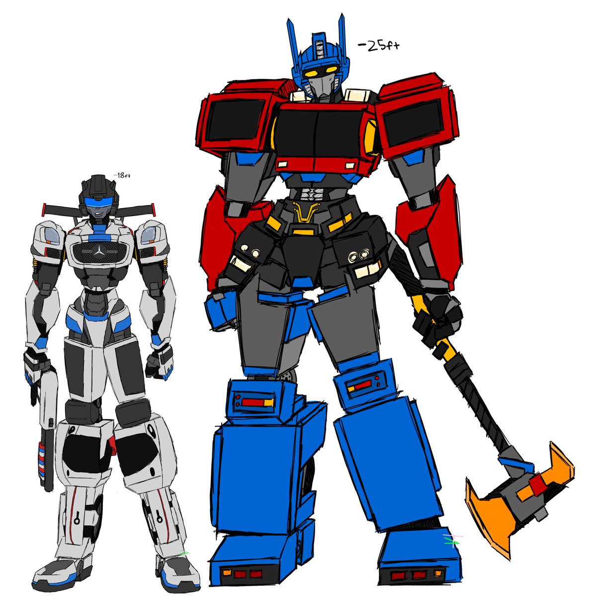 Okay whys my optimus actually towering over him 😭