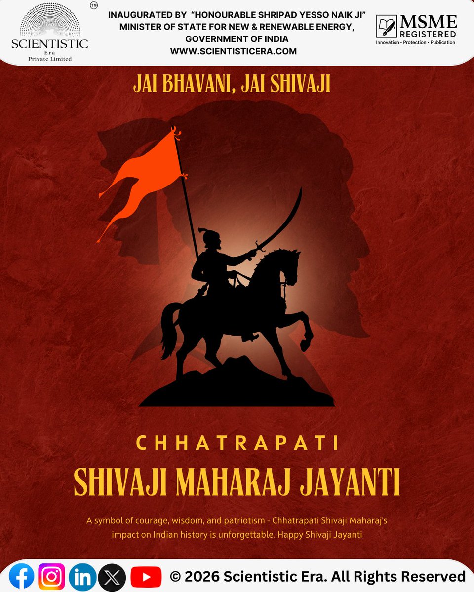 Scientisticera's tweet photo. ⚔️ Chhatrapati Shivaji Maharaj Jayanti Caption
Honoring the legacy of courage, vision, and unwavering determination of Chhatrapati Shivaji Maharaj.
His spirit of Swarajya and fearless leadership continues to inspire generations. 🚩

#ChhatrapatiShivajiMaharajjayanti
#Swarajya https://t.co/jgCMb5gho6