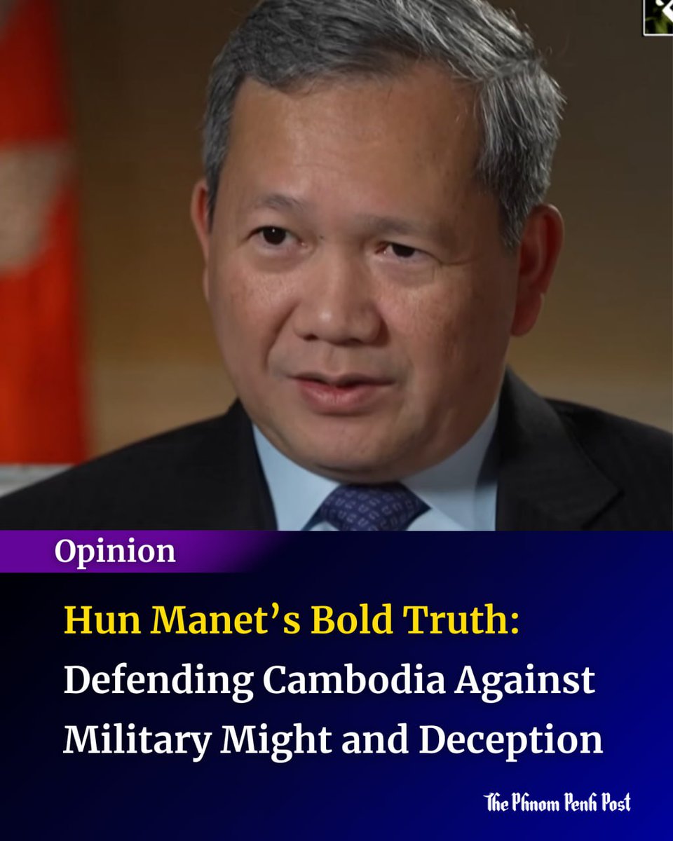 phnompenhpost's tweet photo. Most leaders stay cautious in tense moments, letting power and fear shape the narrative. Cambodian Prime Minister Hun Manet stands apart. In a recent interview with Reuters, he spoke with clarity and courage, putting facts above politics and truth above intimidation.

Full story: https://t.co/yBHr07KUab