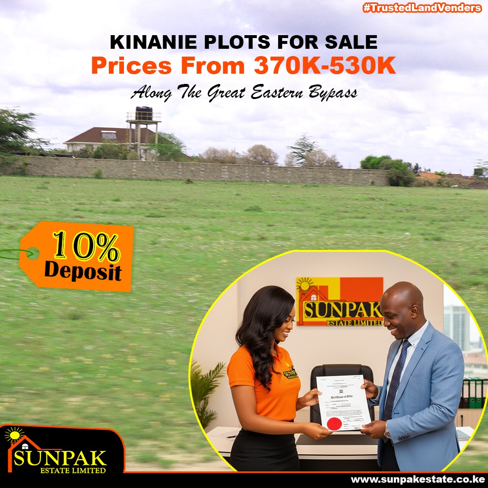 Mercy20115096's tweet image. Kinanie Athi River Plots For Sale.
Located 10 minutes from Kinanie town along the Great Eastern Bypass.
Pay a deposit of 10% then clear the balance in 12 months.

Book a viewing with us today on sunpakestate.co.ke
#ViralMemes
#SunpakEstateKe
#plotsforsale
#invest
