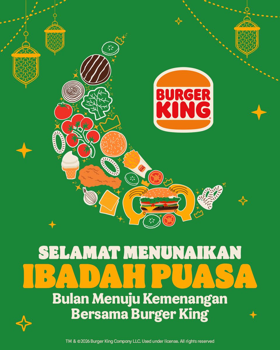 BurgerKing_ID's tweet photo. Selamat menunaikan ibadah puasa 2026! 

Jangan lupa buka puasa di Burger King bareng orang - orang tersayang🤩 https://t.co/4fgPh1qmcD