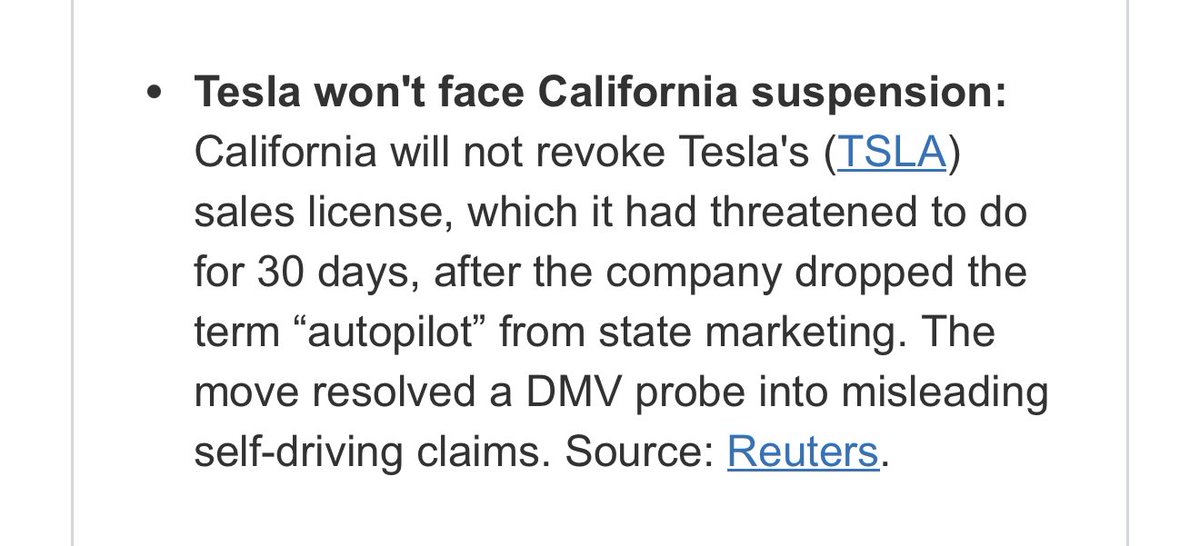 Ahhh, that explains why all of a sudden there was no more Autopilot! I guess California got their way!