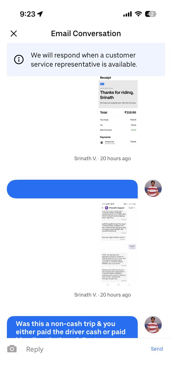 srinathvelma's tweet photo. @UberIN_Support I have shared the relevant details over DM and as said earlier please see the status of request in Uber app https://t.co/gWdErB0LrE