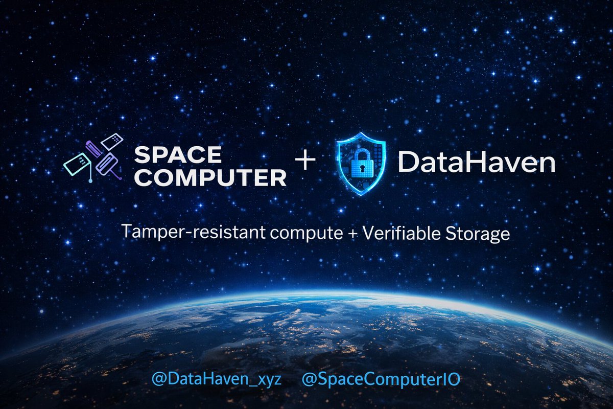 ZzenithFlare's tweet photo. @DataHaven_xyz @SpaceComputerIO This partnership is exciting because it takes infrastructure beyond Earth Satellite based compute adds resilience and tamper resistance while verifiable storage ensures every byte can be proven Space plus trust minimized data changes the game for https://t.co/bTHsIF6xKO
