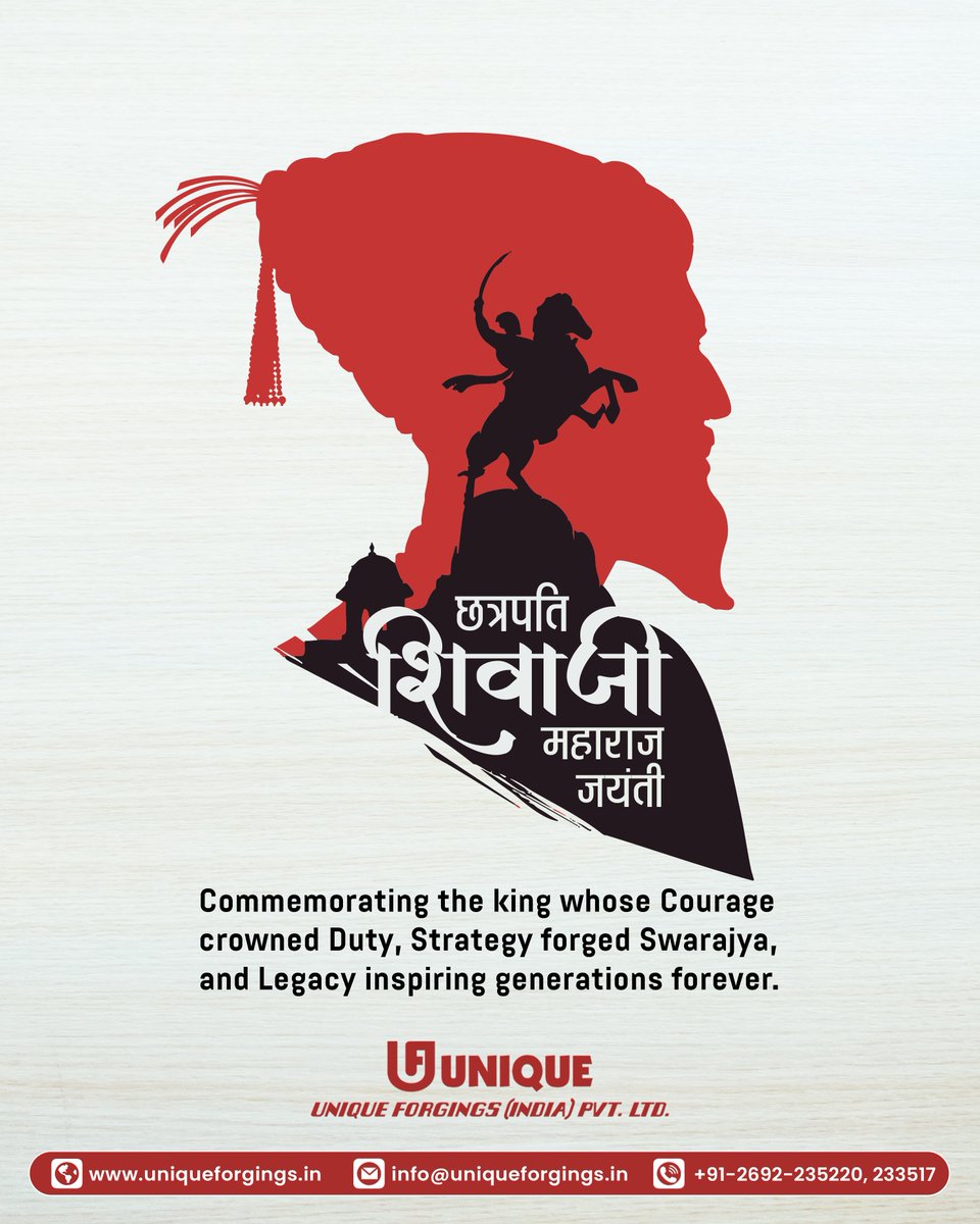 Commemorating the king whose courage crowned duty, whose strategy forged Swarajya, and whose legacy continues to inspire generations. 

#UniqueForgings #ShivajiMaharaj #ShivJayanti #ChhatrapatiShivajiMaharaj #Swarajya #WarriorKing #IndianHistory #LeadershipInspiration