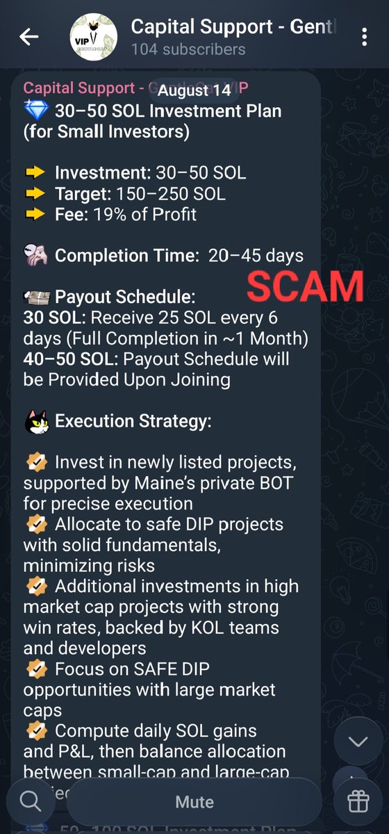 jaleenweb3's tweet photo. 🚨 EVERYONE WATCH OUT FOR @GentleCatCalls - CERTIFIED SCAMMER 🚨

This isn't a "mistake." This isn't "bad trading" This is PREMEDITATED THEFT.
I joined his VIP. I asked about his capital service. He explained the deal : 20 SOL payout every 5 days. 

The details in the comment ⬇️ https://t.co/7undymAbMr