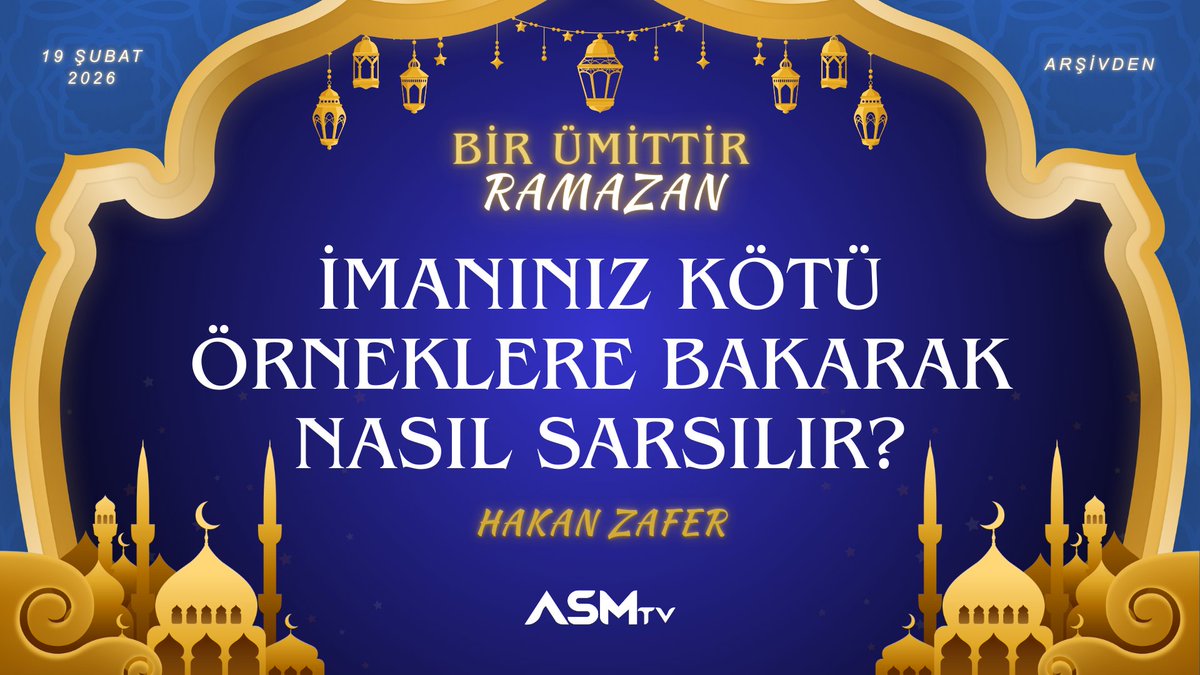 BİR ÜMİTTİR RAMAZAN 2026
1. GÜN
19 ŞUBAT 2026
Türkiye:17.00 Avrupa:15.00 İngiltere:14.00 ABD Doğu-Kanada:9.00am
<a href="/hknzfr/">Hakan Zafer</a> 
youtube.com/watch?v=5GGurz…