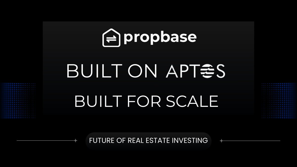 PROPBASE — Built on Aptos. Built for Scale.

When building tokenized real estate infrastructure for global investors, performance isn’t optional, it’s essential.

That’s why Propbase is built on Aptos.

⚡ High throughput &amp; sub-second finality
Aptos is designed for extremely fast