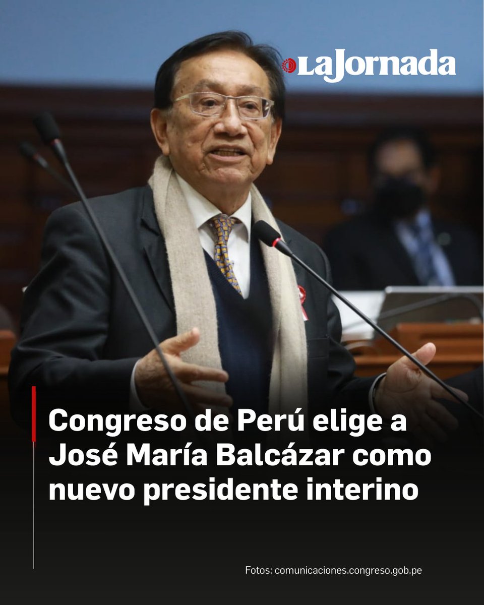 El Congresiata José María Balcazar, elegido con 6000 votos e integrante del partido Peru Libre que cogobierna la Mesa Directiva del Congreso junto al Fujimorismo 3 años, ha sido elegido presidente encargado del Perú. Lo único que debe priorizar estos 4 meses es garantizar un