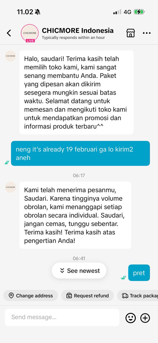 akunyakul's tweet image. fyi aja jangan beli baju buat lebaran di chicmore (tiktokshop) karna nyampenya keknya lebaran taun depan karna LAMA BGT dan jawaban cs-nya template ai translate. baju gue udah sebulan lebih ga dikirim2 dan ga ada solusi🫶🏻