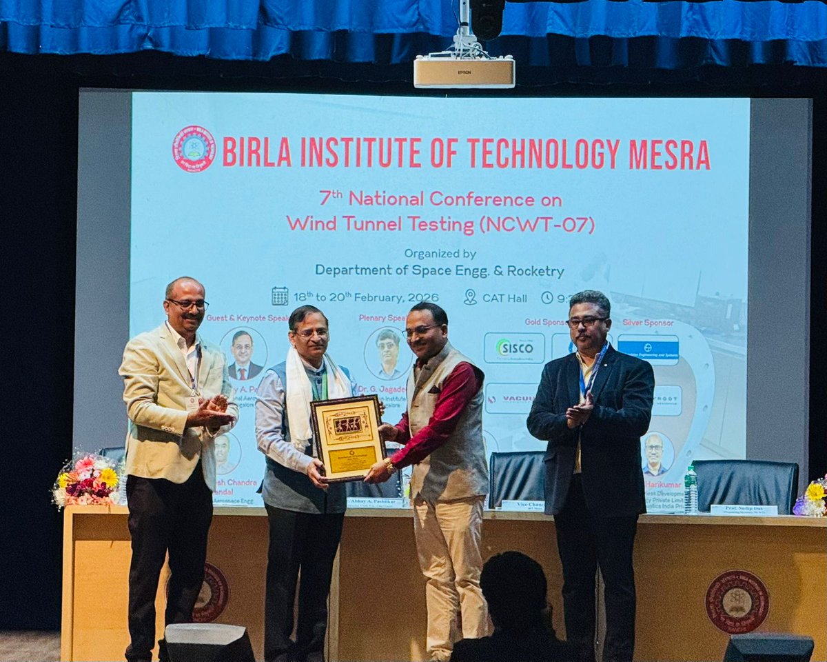 CSIRNALOFFICIAL's tweet photo. Inspiring innovation for India's aerospace future! Dr. Abhay A Pashilkar, Director, CSIR-NAL, delivers a keynote on national missions &amp; the vital role of wind tunnel testing in modern flight development at the NCWT-7 at BIT, Mesra! #Aerospace #India @CSIRIndia @CSIR_NIScPR https://t.co/KdWLxCagEO