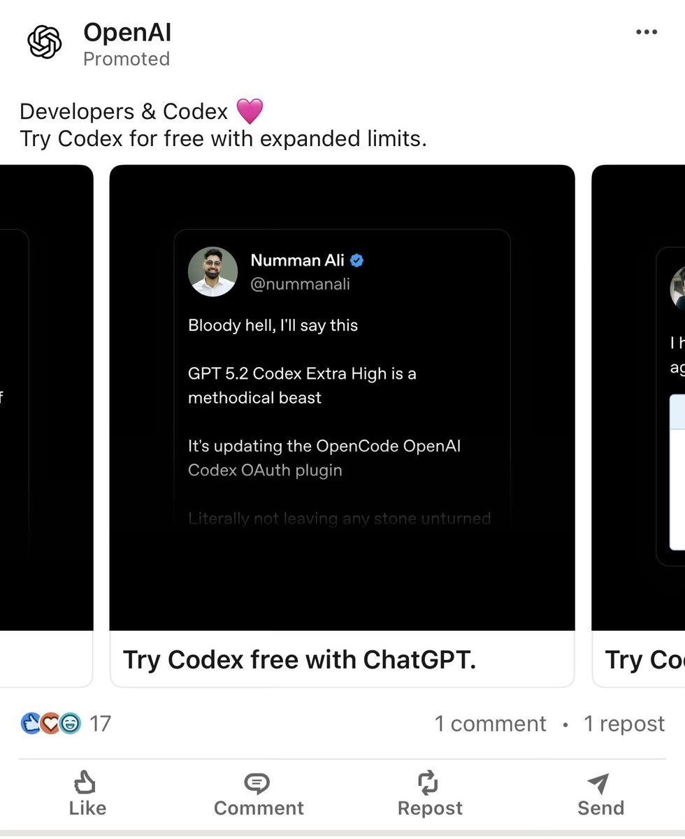 Why is OpenAI promoting Codex on LinkedIn? I mean what’s the need-